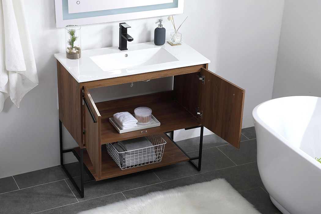 Elegant Bathroom Vanity - Walnut Brown, L 36" (VF42036WB)