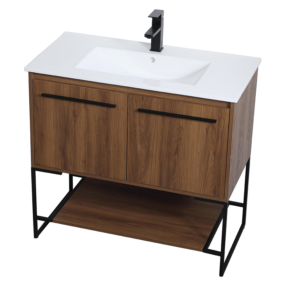 Elegant Bathroom Vanity - Walnut Brown, L 36" (VF42036WB)