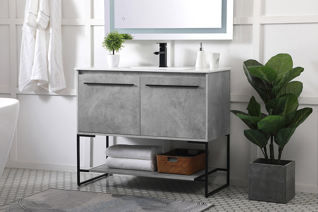 Elegant Bathroom Vanity - Concrete Gray, L 40" (VF42040CG)