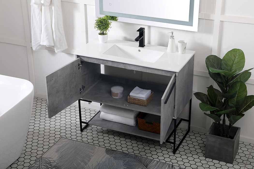 Elegant Bathroom Vanity - Concrete Gray, L 40" (VF42040CG)