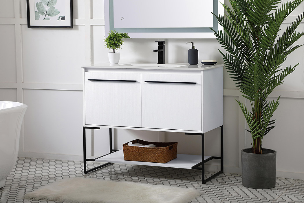 Elegant Bathroom Vanity - White, L 40" (VF42040WH)