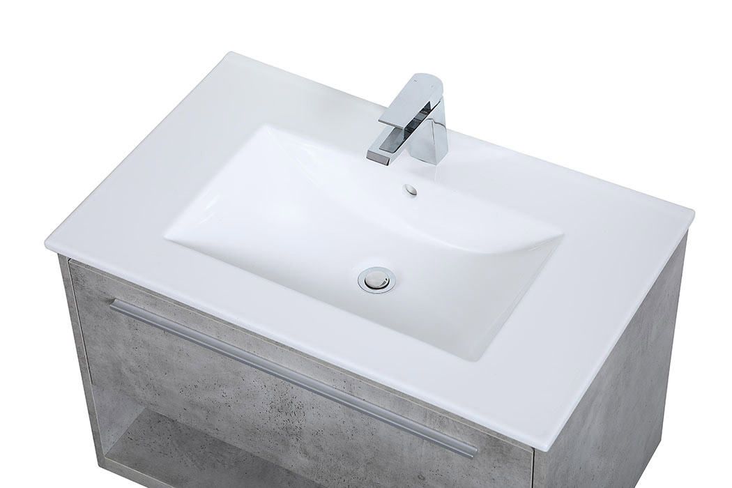 Elegant Bathroom Vanity - Concrete Gray, L 30" (VF43030CG)