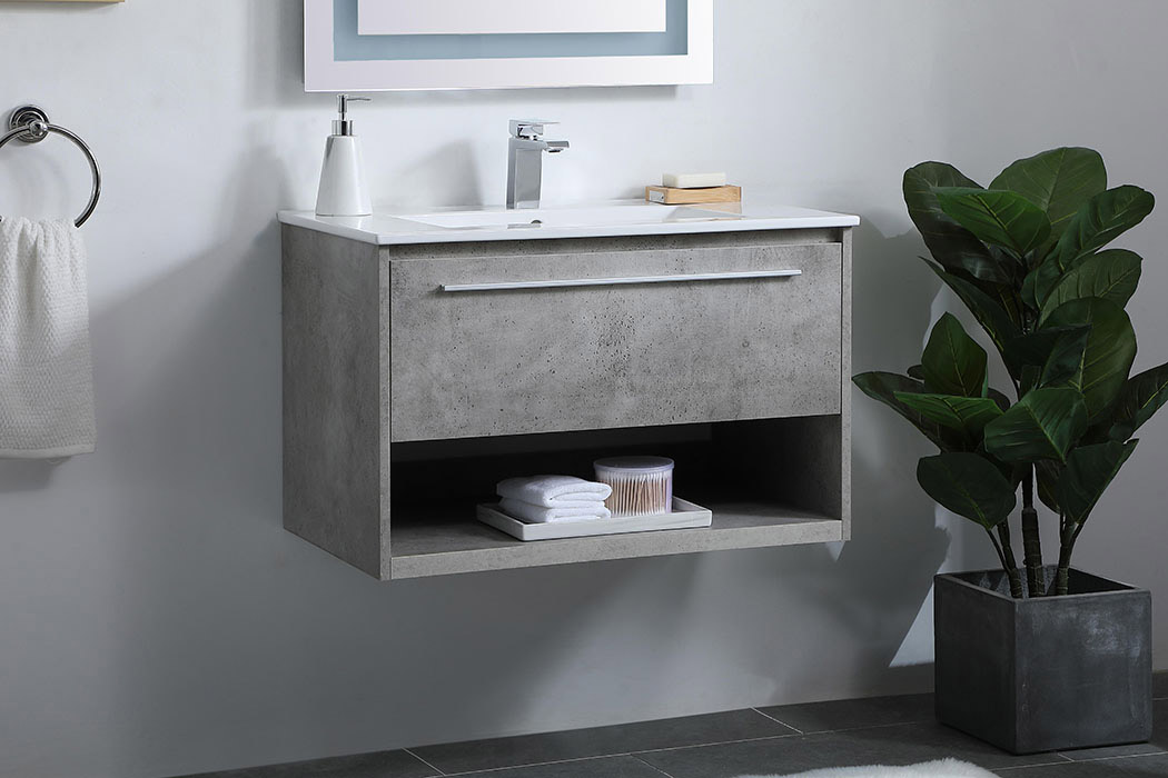 Elegant Bathroom Vanity - Concrete Gray, L 30" (VF43030CG)