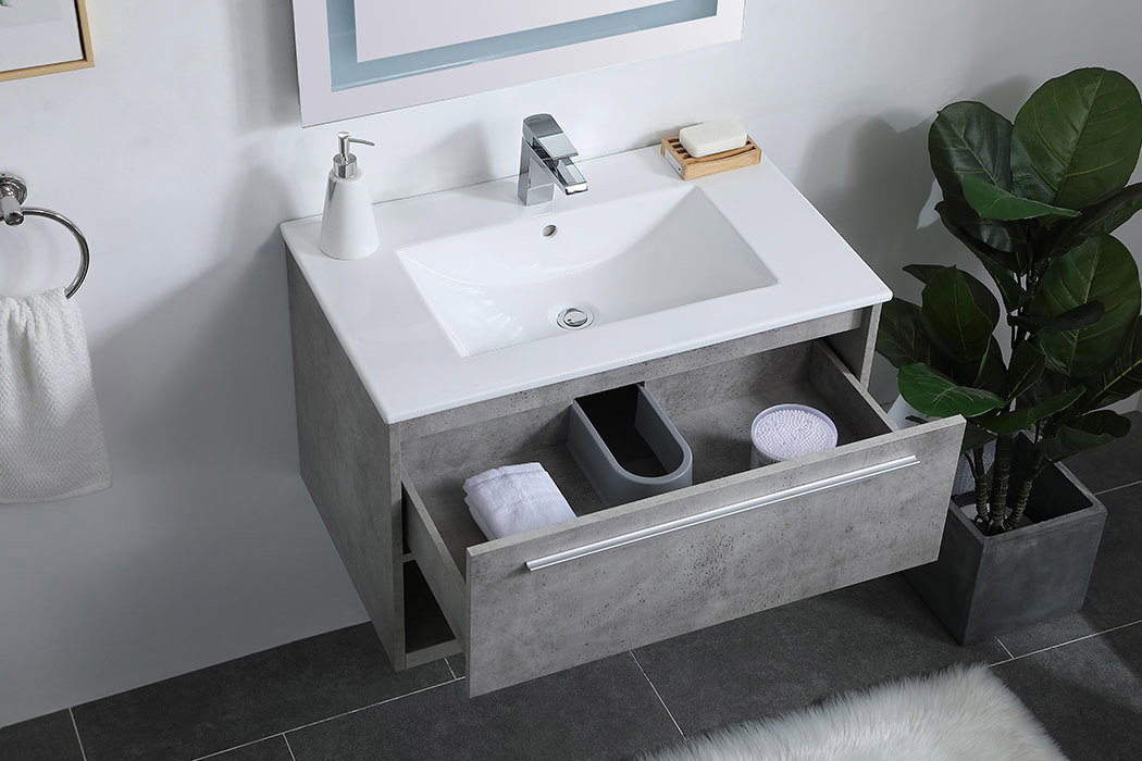 Elegant Bathroom Vanity - Concrete Gray, L 30" (VF43030CG)