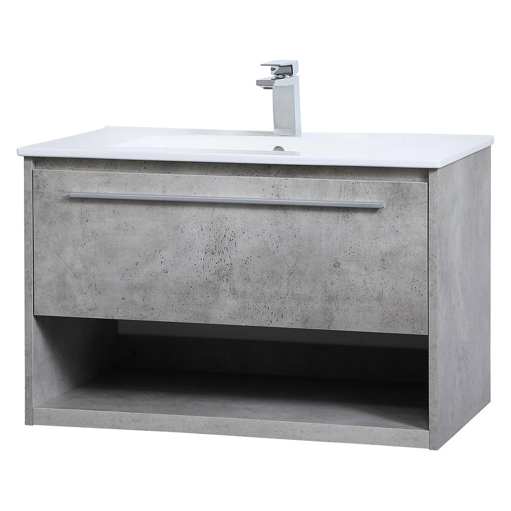 Elegant Bathroom Vanity - Concrete Gray, L 30" (VF43030CG)