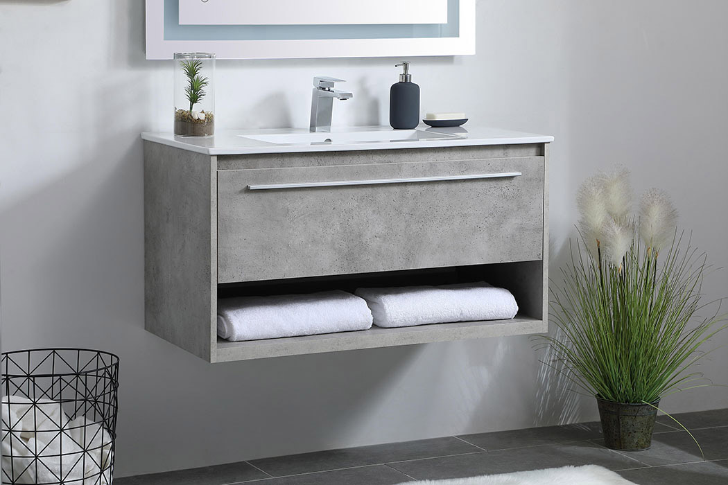 Elegant Bathroom Vanity - Concrete Gray, L 36" (VF43036CG)