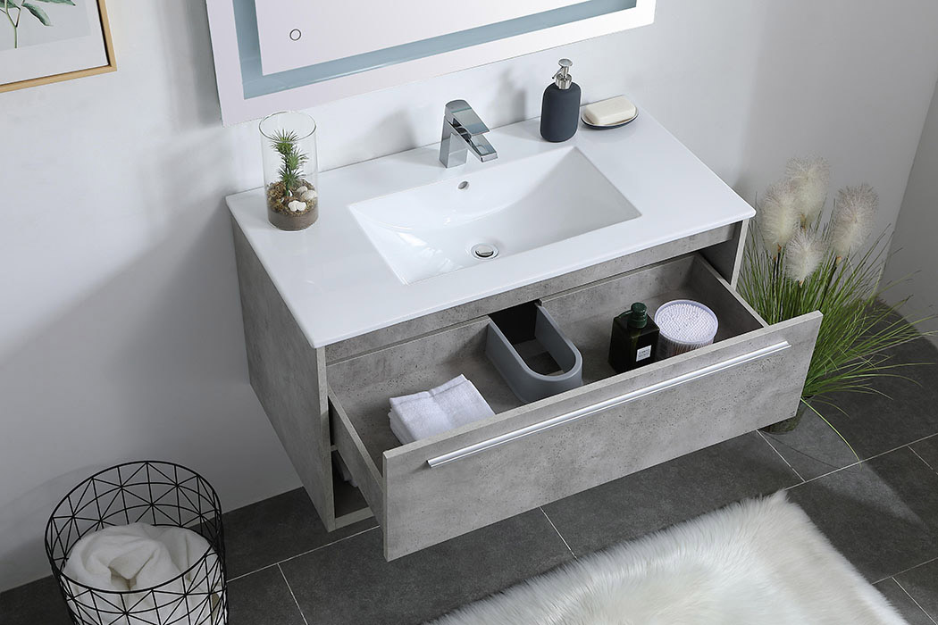 Elegant Bathroom Vanity - Concrete Gray, L 36" (VF43036CG)