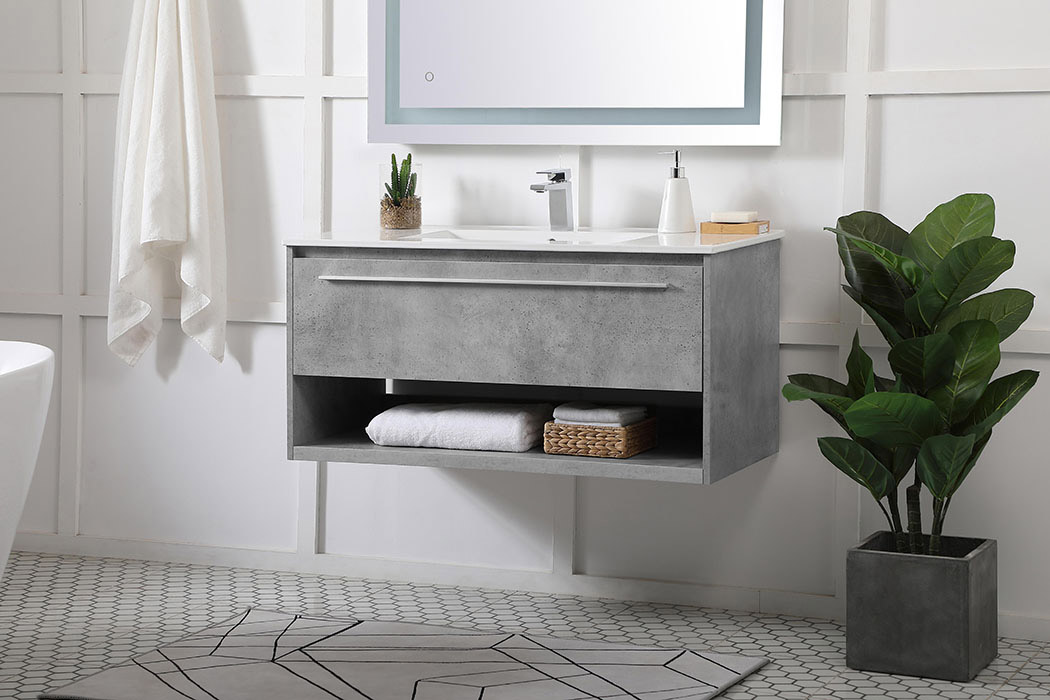 Elegant Bathroom Vanity - Concrete Gray, L 40" (VF43040CG)