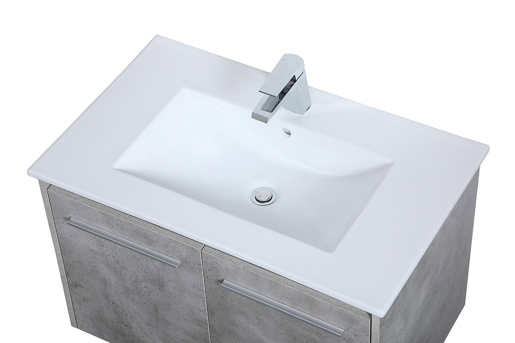 Elegant Bathroom Vanity - Concrete Gray, L 30" (VF44030CG)