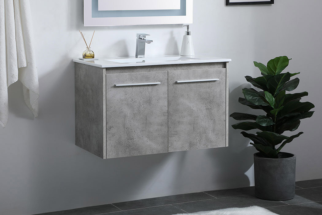 Elegant Bathroom Vanity - Concrete Gray, L 30" (VF44030CG)