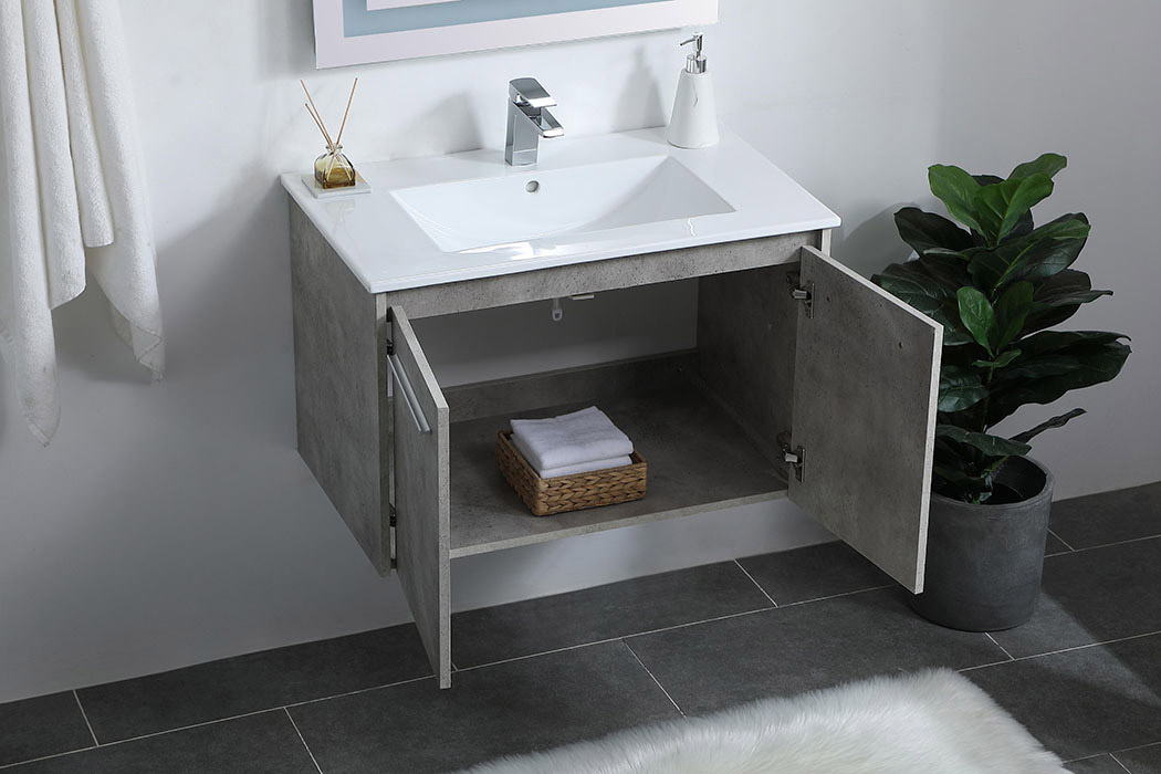 Elegant Bathroom Vanity - Concrete Gray, L 30" (VF44030CG)