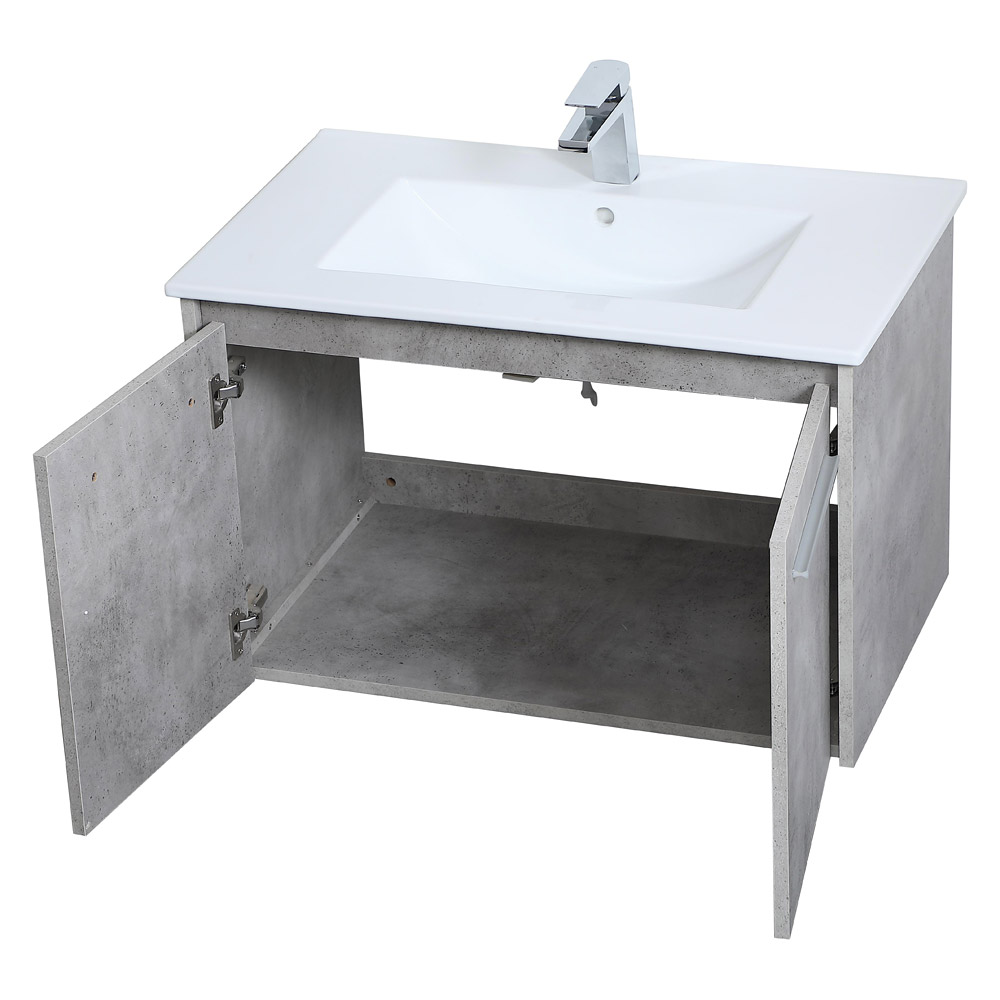 Elegant Bathroom Vanity - Concrete Gray, L 30" (VF44030CG)