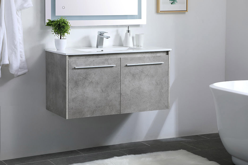 Elegant Bathroom Vanity - Concrete Gray, L 36" (VF44036CG)