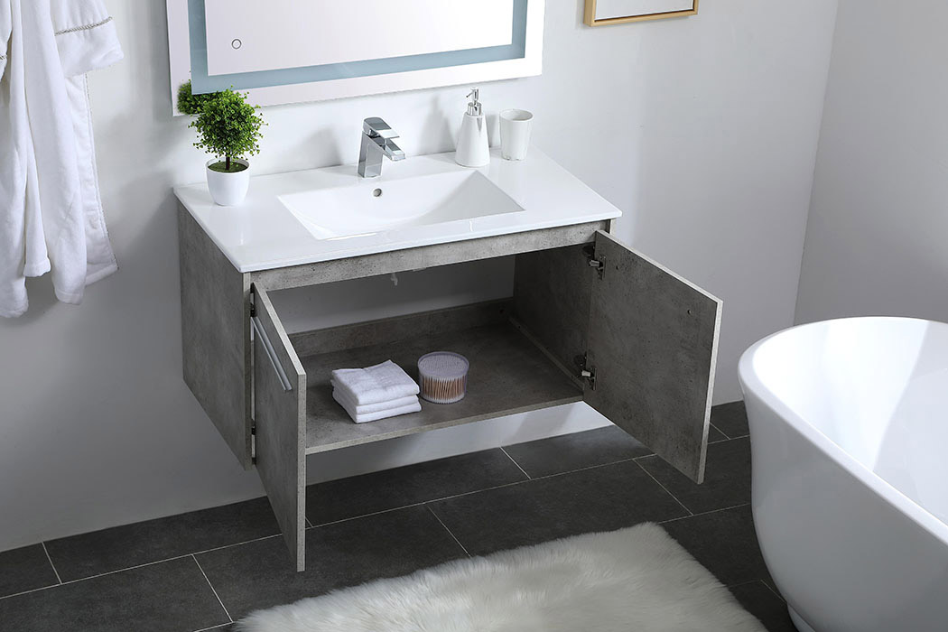 Elegant Bathroom Vanity - Concrete Gray, L 36" (VF44036CG)