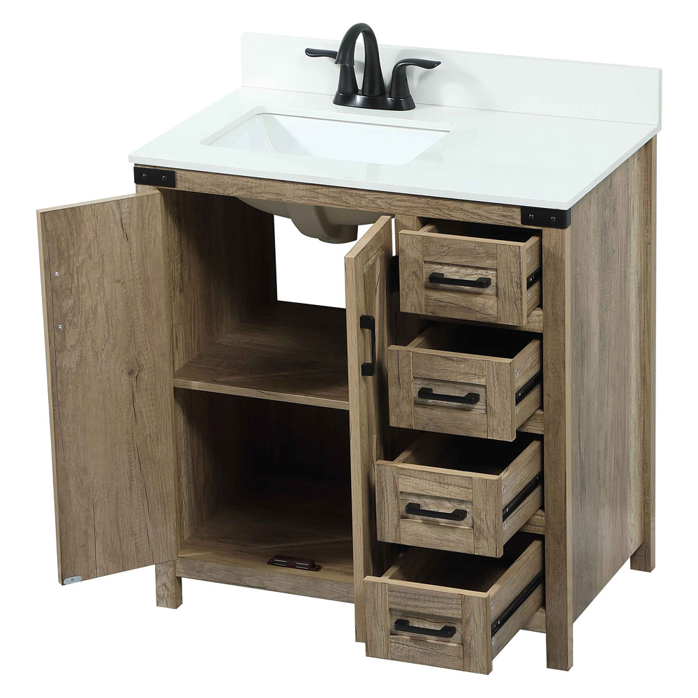 Elegant Bathroom Vanity - Natural Wood (VF90232NT-BS)