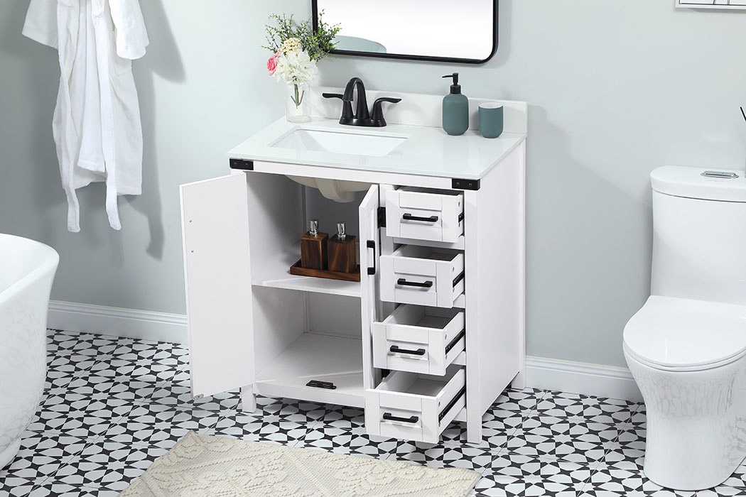 Elegant Bathroom Vanity - White (VF90232WH-BS)