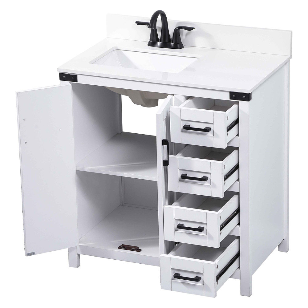 Elegant Bathroom Vanity - White (VF90232WH-BS)