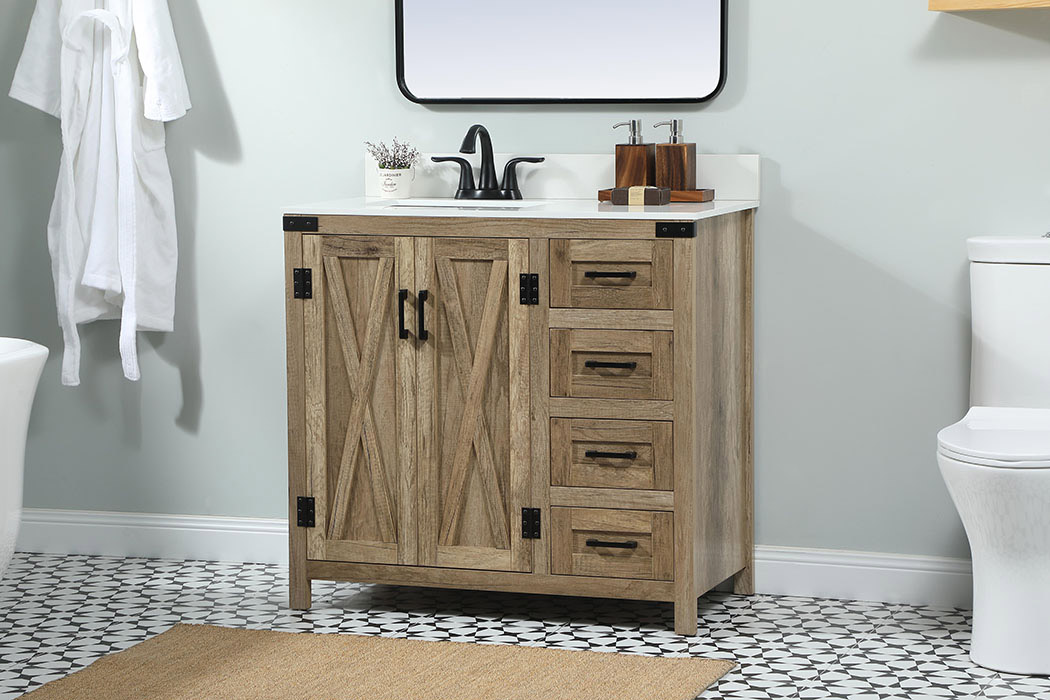 Elegant Bathroom Vanity - Natural Wood (VF90236NT-BS)