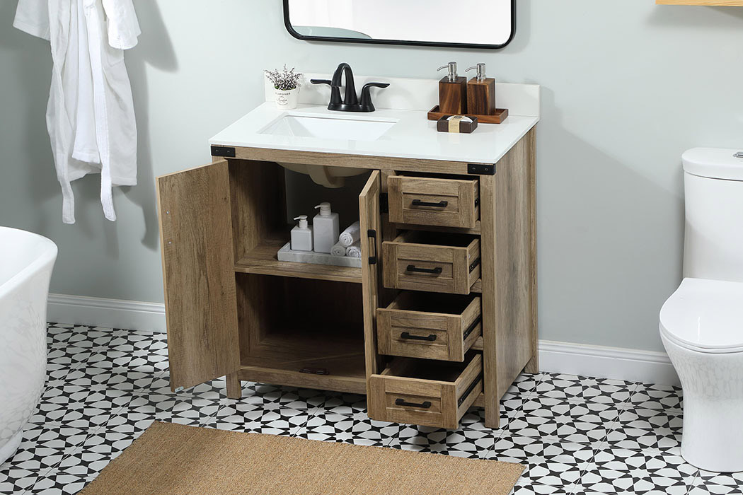 Elegant Bathroom Vanity - Natural Wood (VF90236NT-BS)