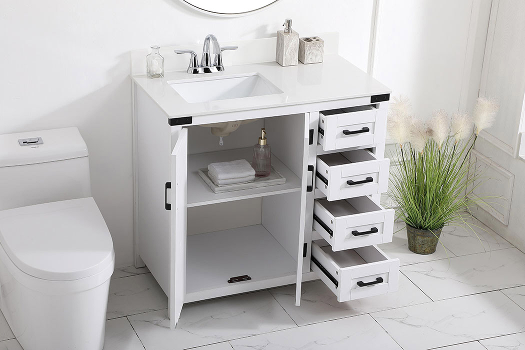 Elegant Bathroom Vanity - White (VF90236WH-BS)