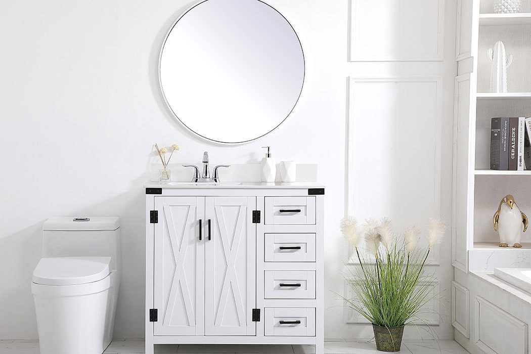 Elegant Bathroom Vanity - White (VF90236WH-BS)