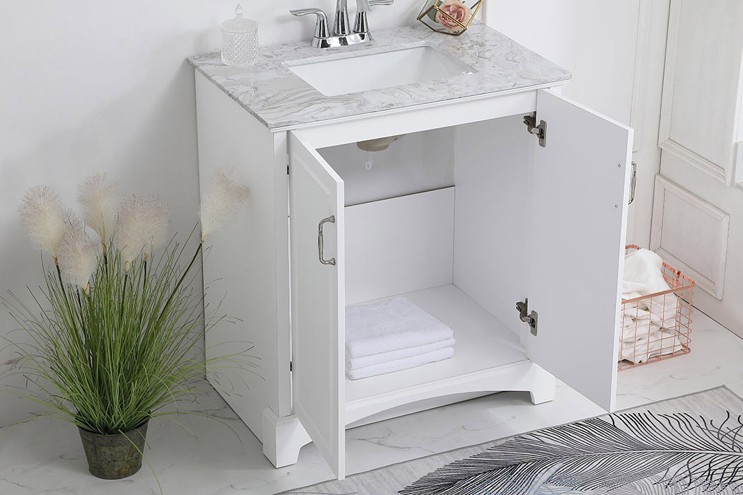 Elegant Bathroom Vanity - White, L 30" (VF90630WH)