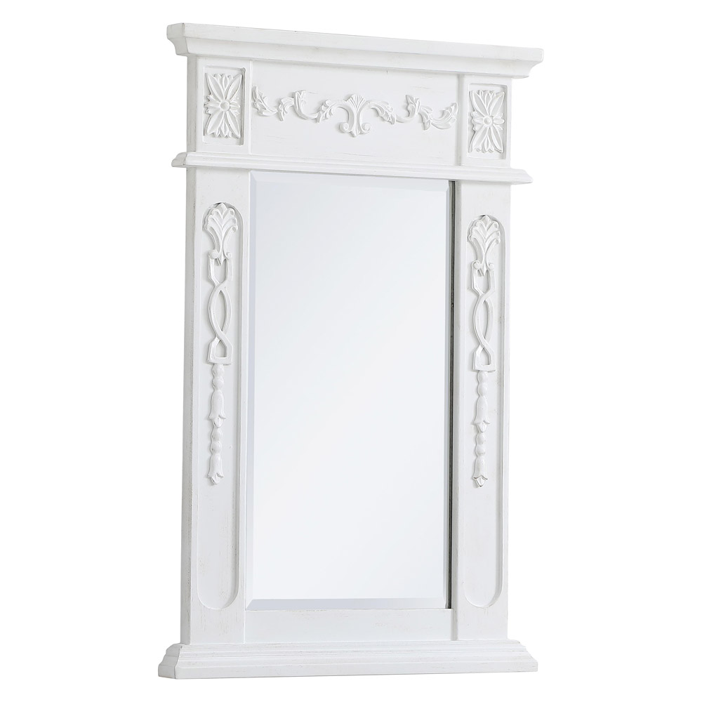 Elegant Wall Mirror - Antique White, L 18" (VM11828AW)