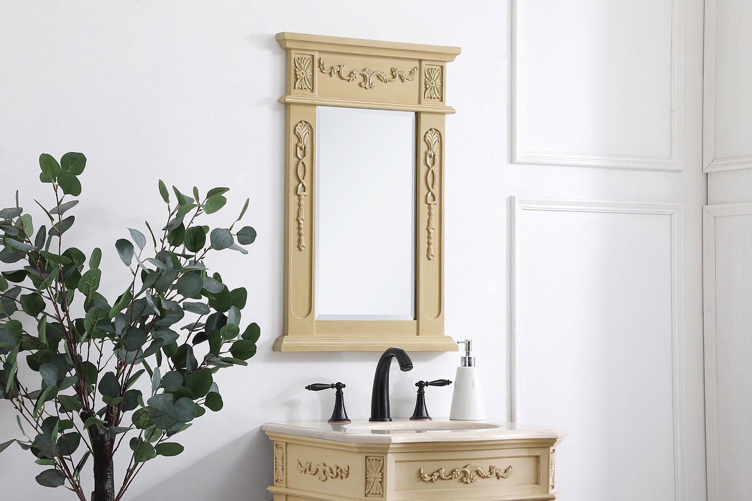 Elegant Wall Mirror - Light Antique Beige, L 18" (VM11828LT)