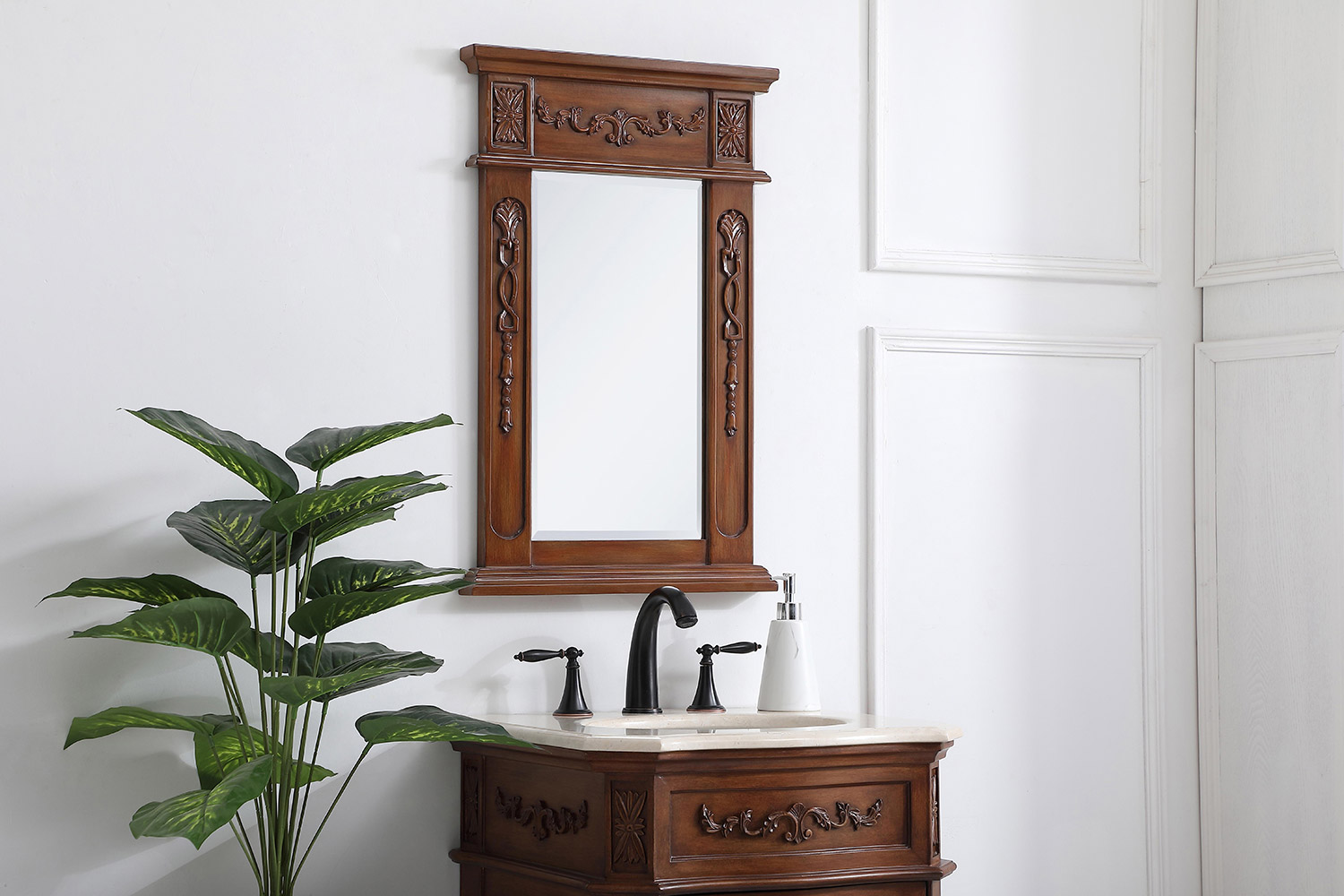 Elegant Wall Mirror - Teak, L 18" (VM11828TK)