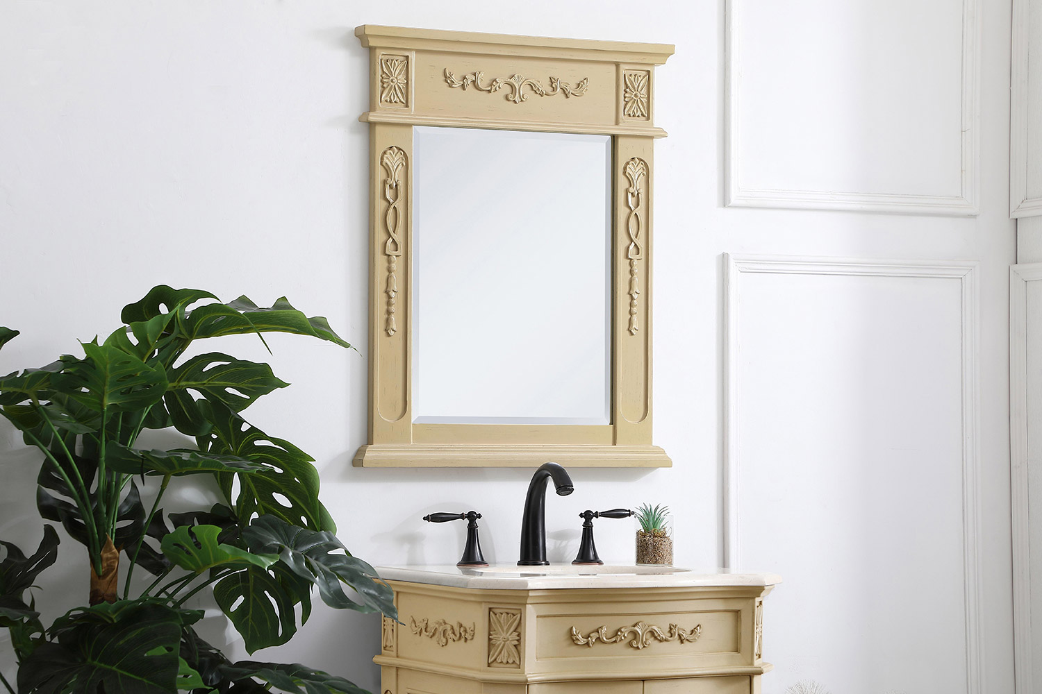 Elegant Wall Mirror - Light Antique Beige, L 22" (VM12228LT)