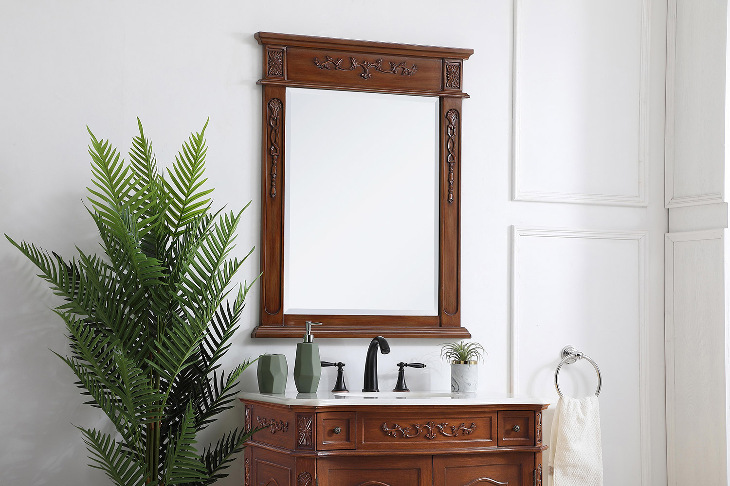 Elegant Wall Mirror - Teak, L 28" (VM12836TK)