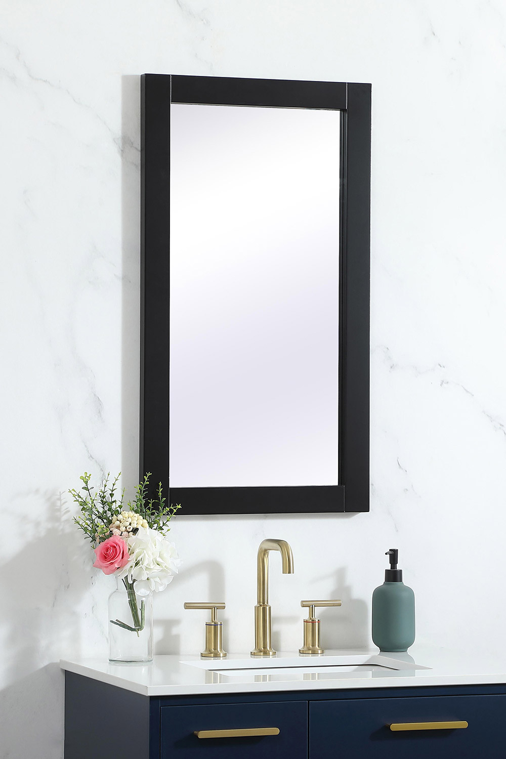 Elegant Wall Mirror - Black, D 18", H 32" (VM21832BK)