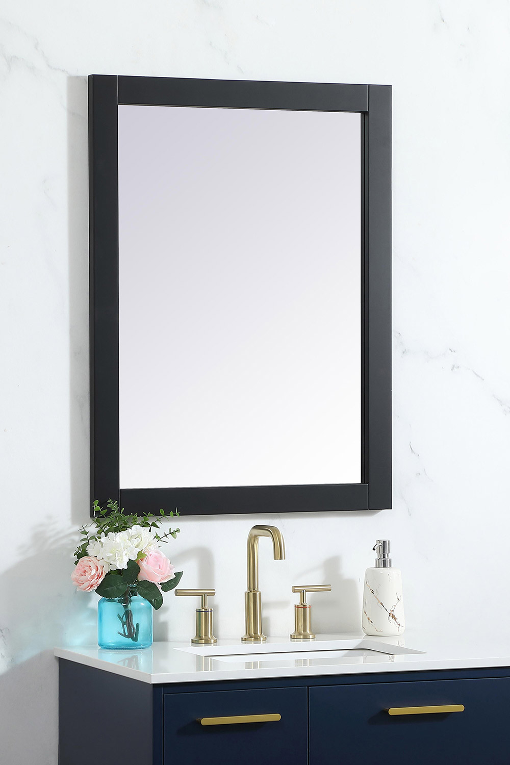 Elegant Wall Mirror - Black, D 24", H 32" (VM22432BK)