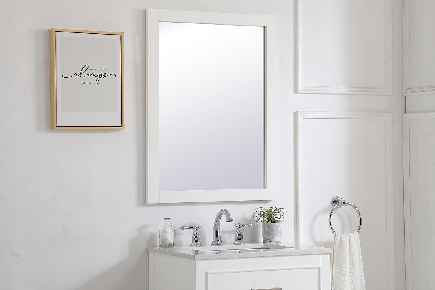 Elegant Wall Mirror - White, D 24", H 32" (VM22432WH)