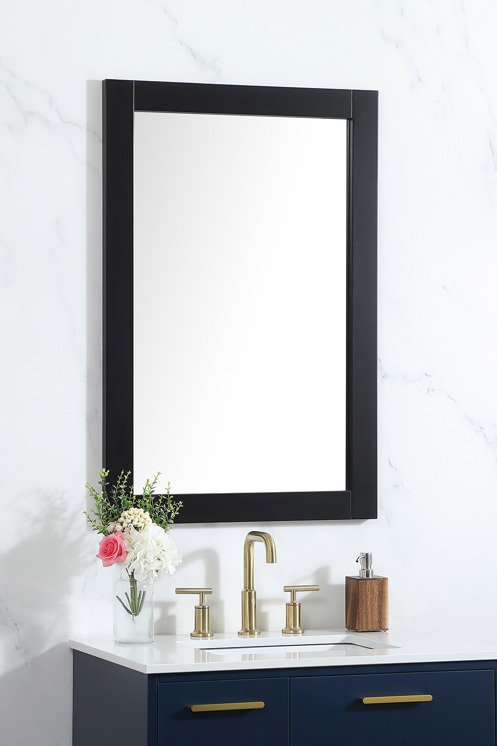 Elegant Wall Mirror - Black, D 24", H 36" (VM22436BK)