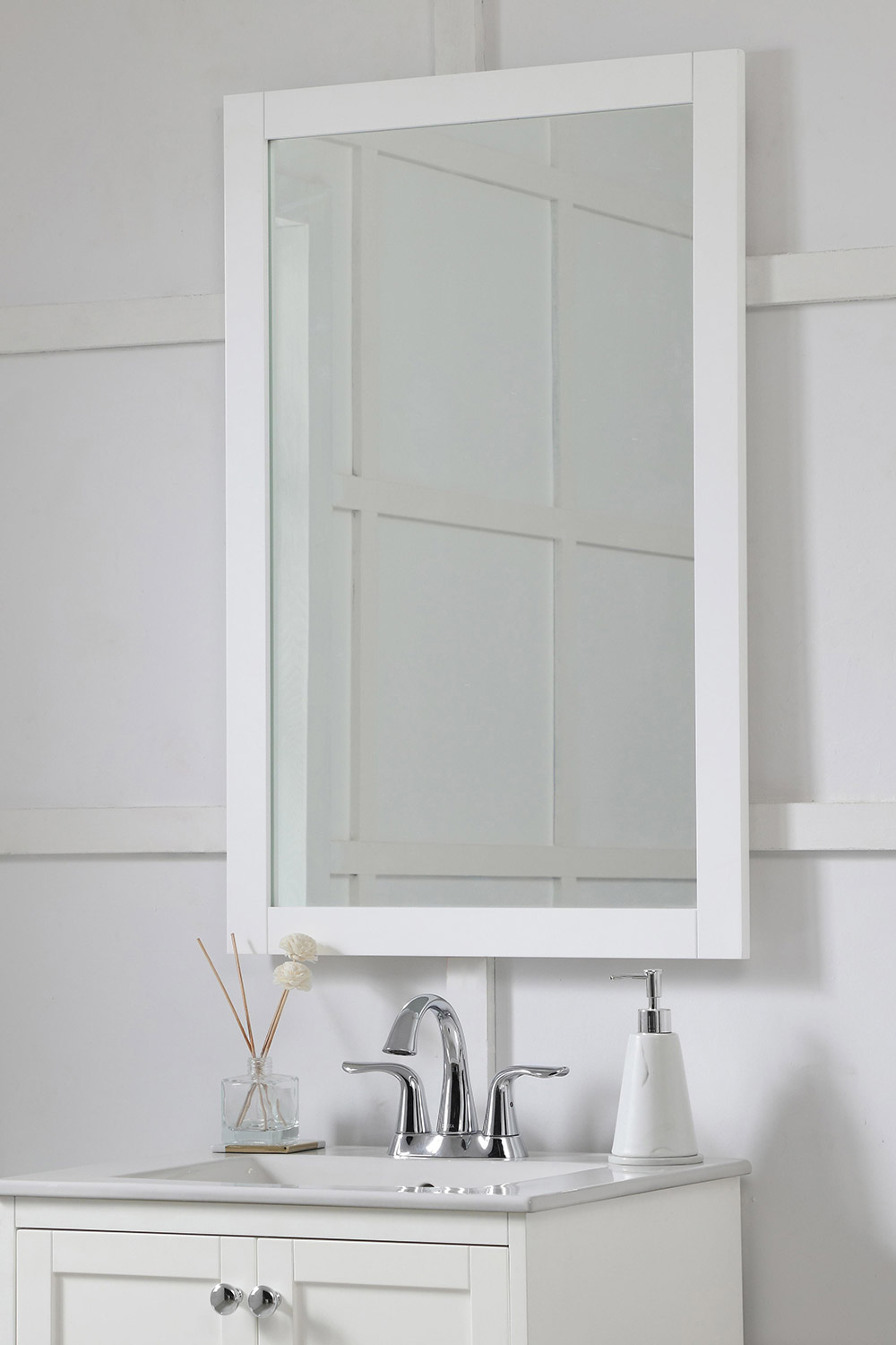 Elegant Wall Mirror - White, D 24", H 36" (VM22436WH)