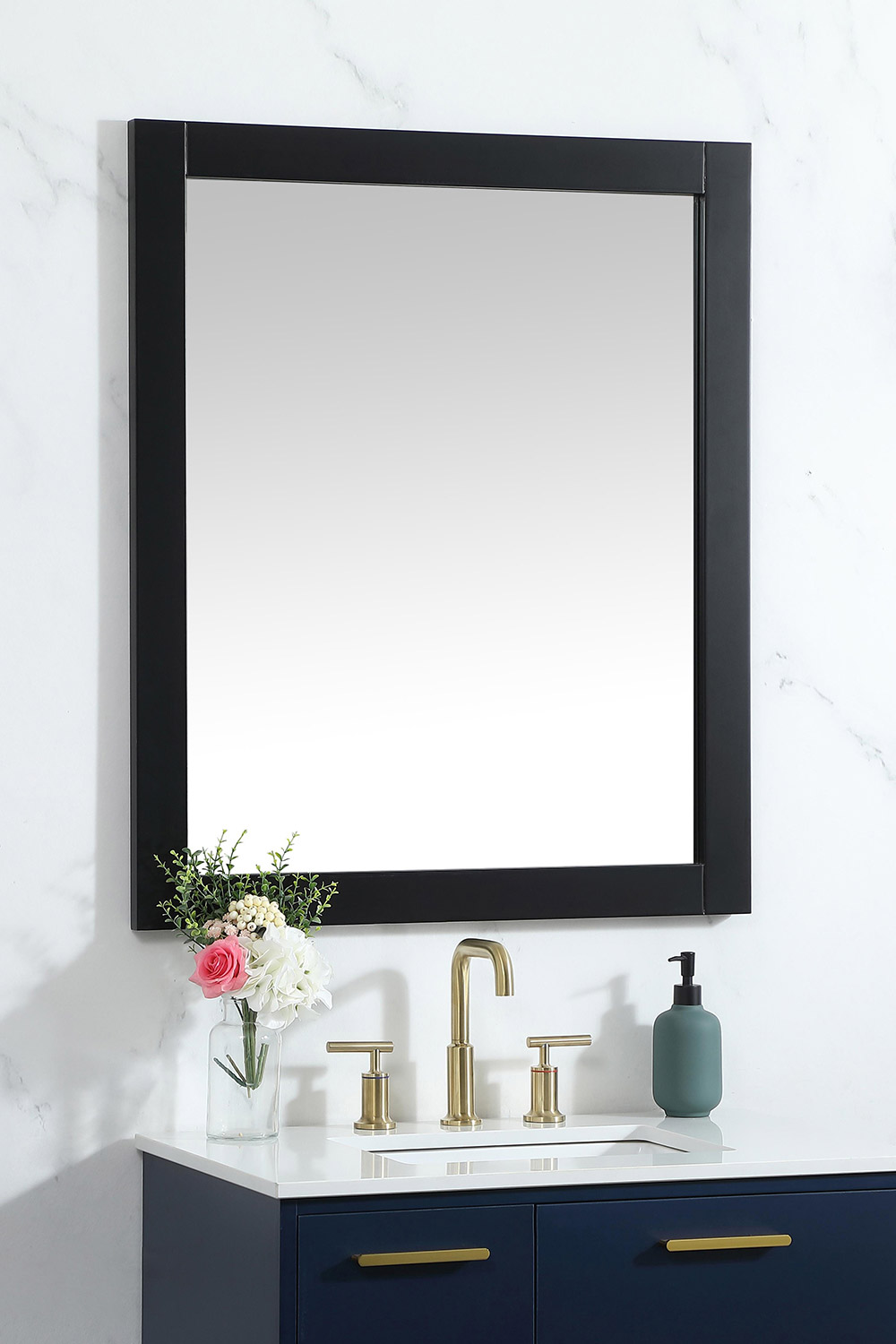 Elegant Wall Mirror - Black, D 30", H 36" (VM23036BK)