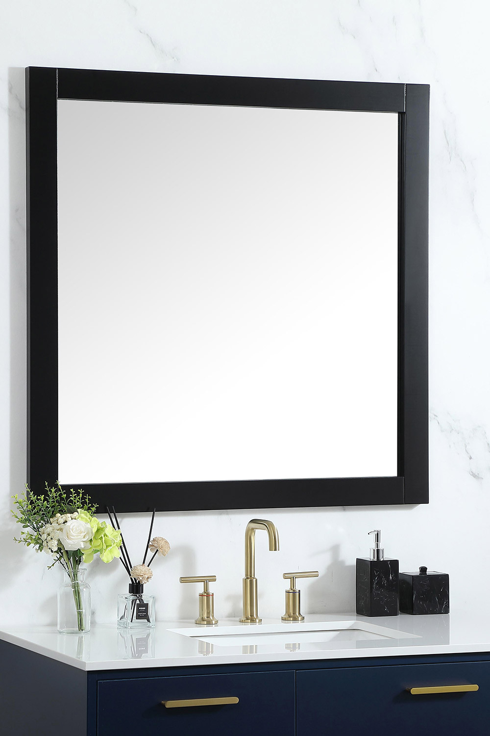 Elegant Wall Mirror - Black, D 36", H 36" (VM23636BK)