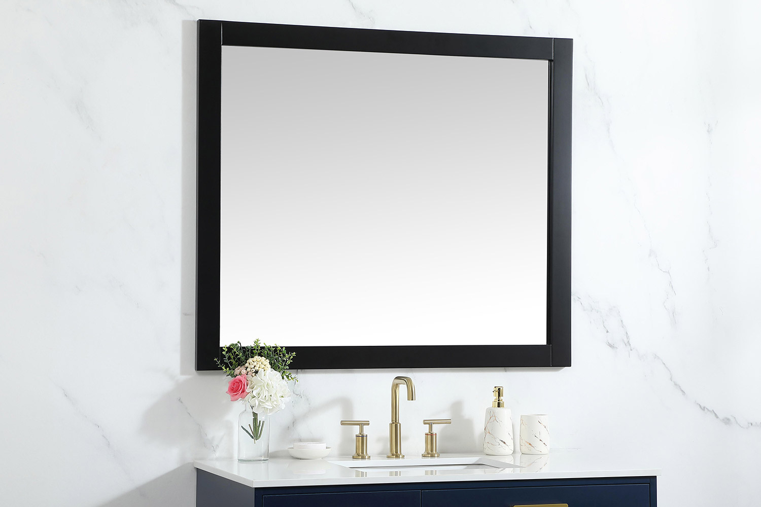 Elegant Wall Mirror - Black, D 42", H 36" (VM24236BK)