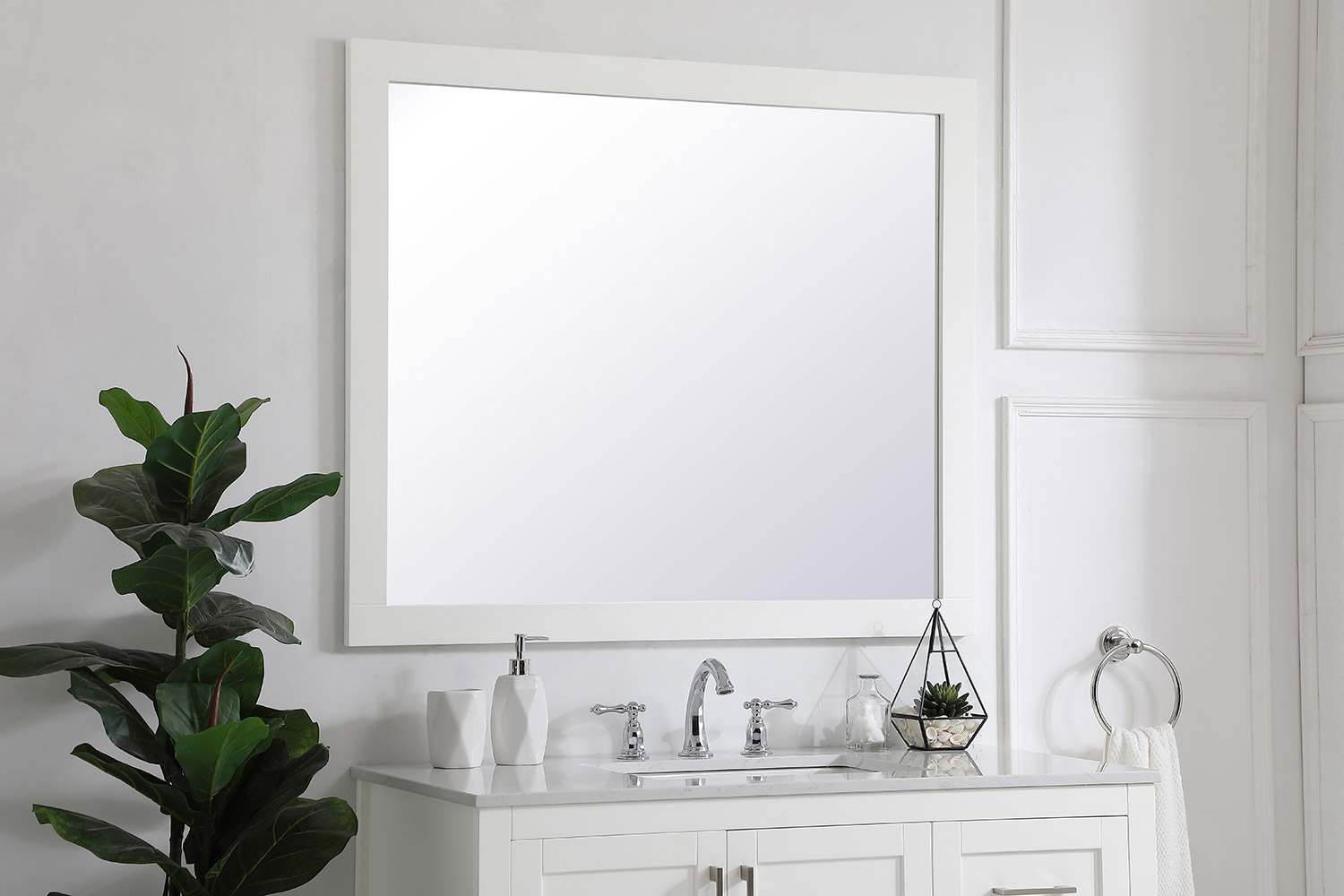 Elegant Wall Mirror - White, D 42", H 36" (VM24236WH)