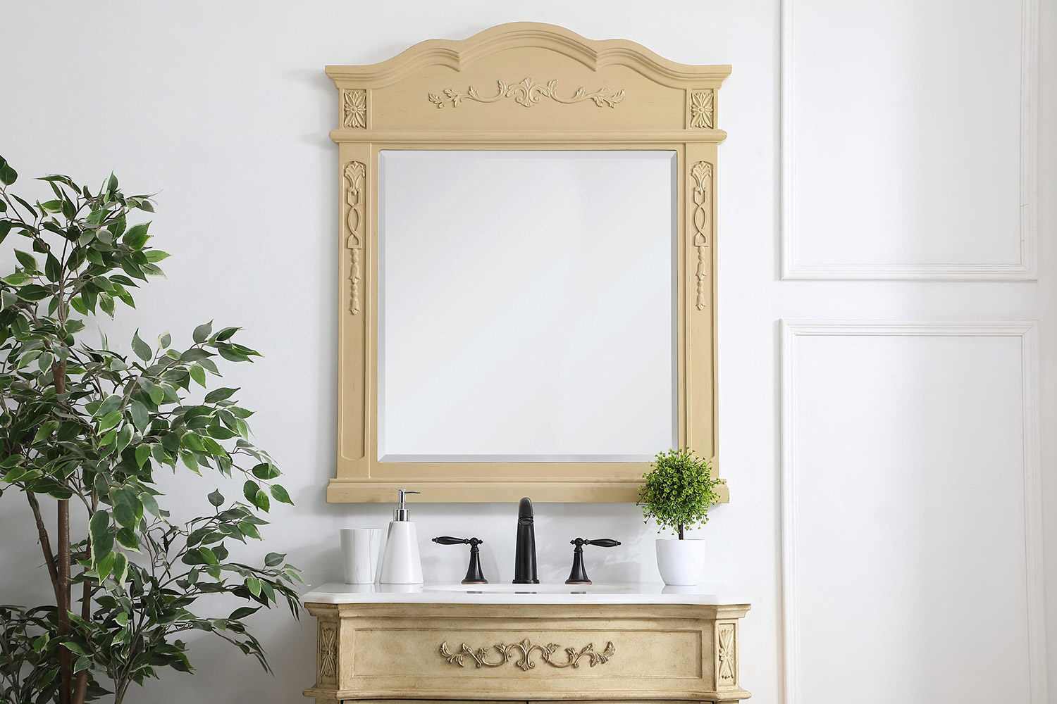 Elegant Wall Mirror - Light Antique Beige, L 32" (VM3001LT)