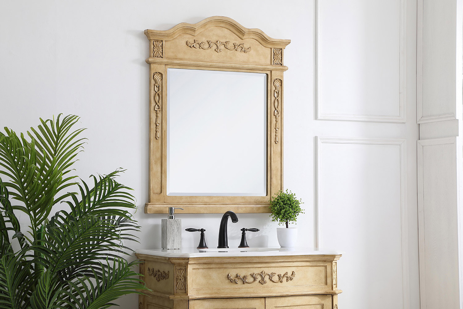 Elegant Wall Mirror - Antique Beige, L 28" (VM32836AB)