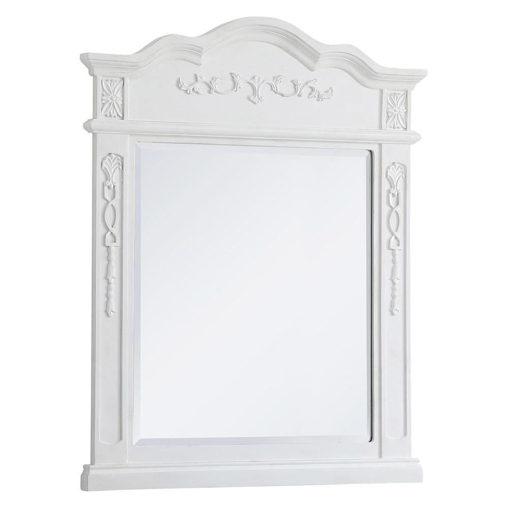 Elegant Wall Mirror - Antique White, L 28" (VM32836AW)