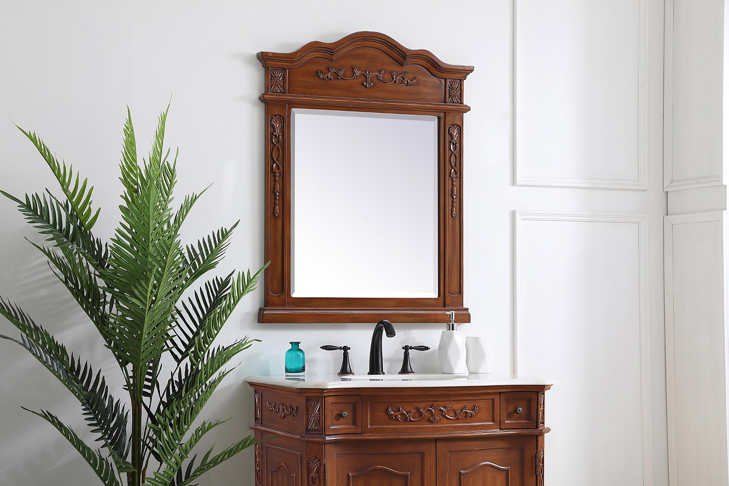 Elegant Wall Mirror - Brown, L 28" (VM32836BR)