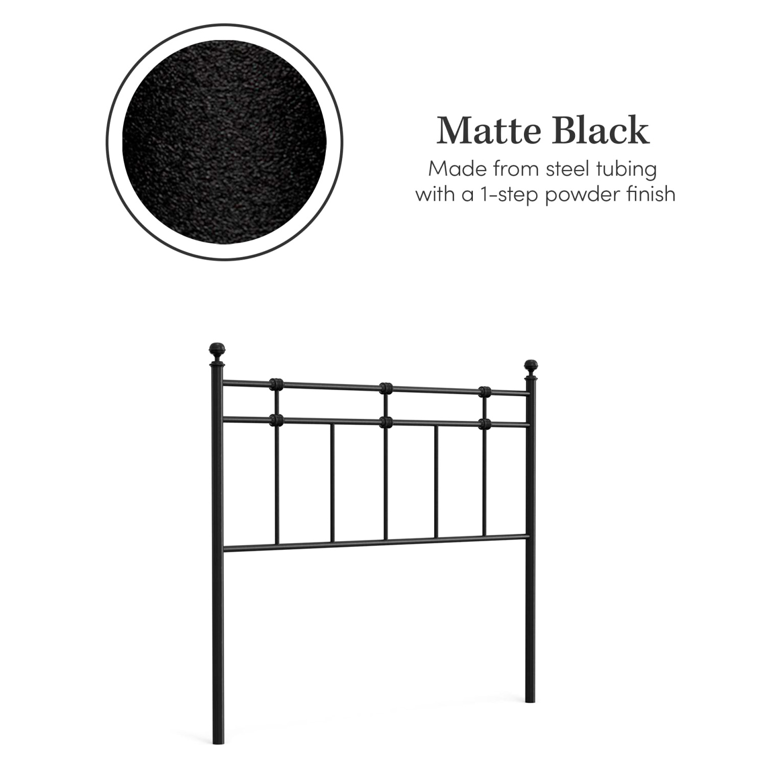 eLuxury Dexter Metal Headboard - Queen, Black