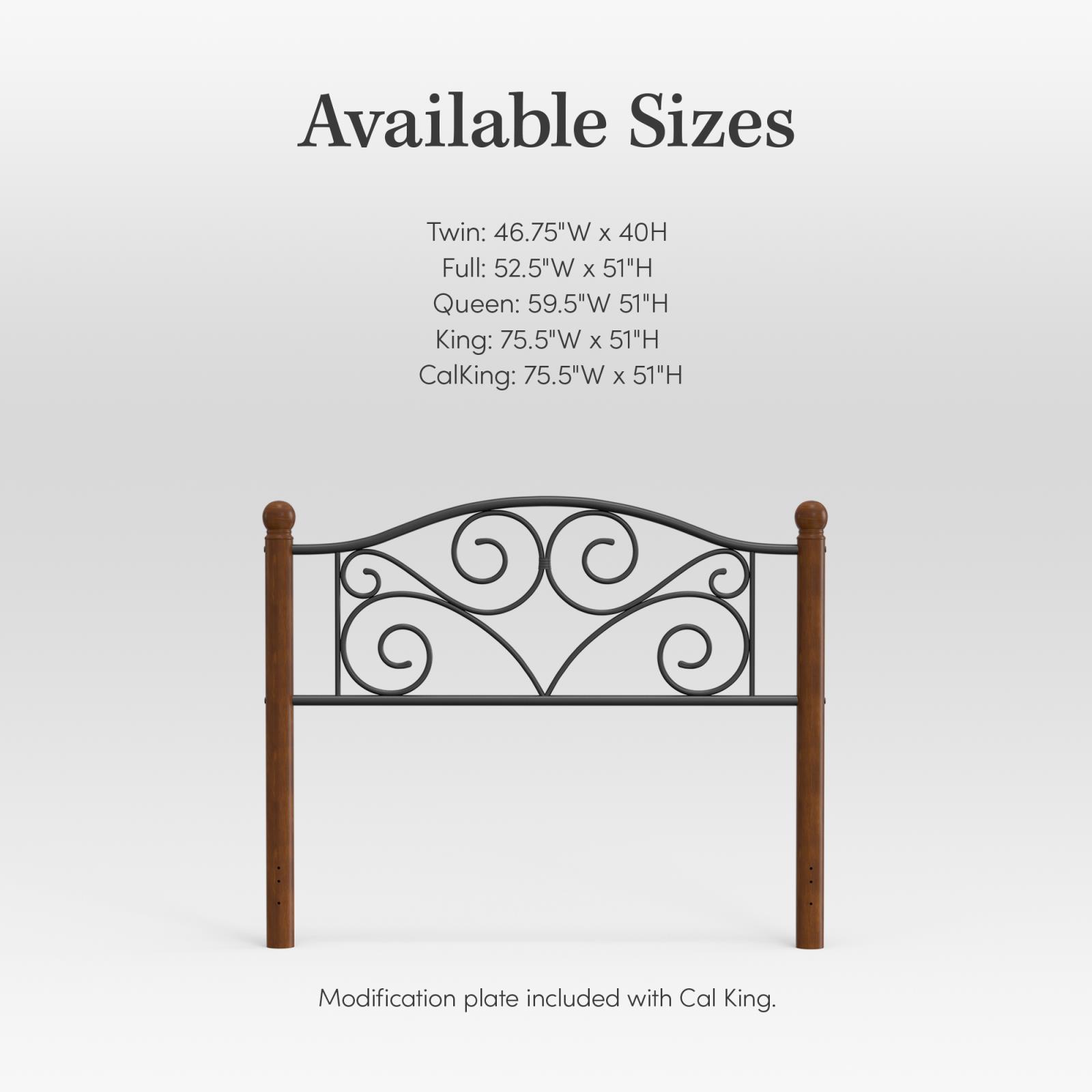 eLuxury Doral Metal and Wood Headboard - Full