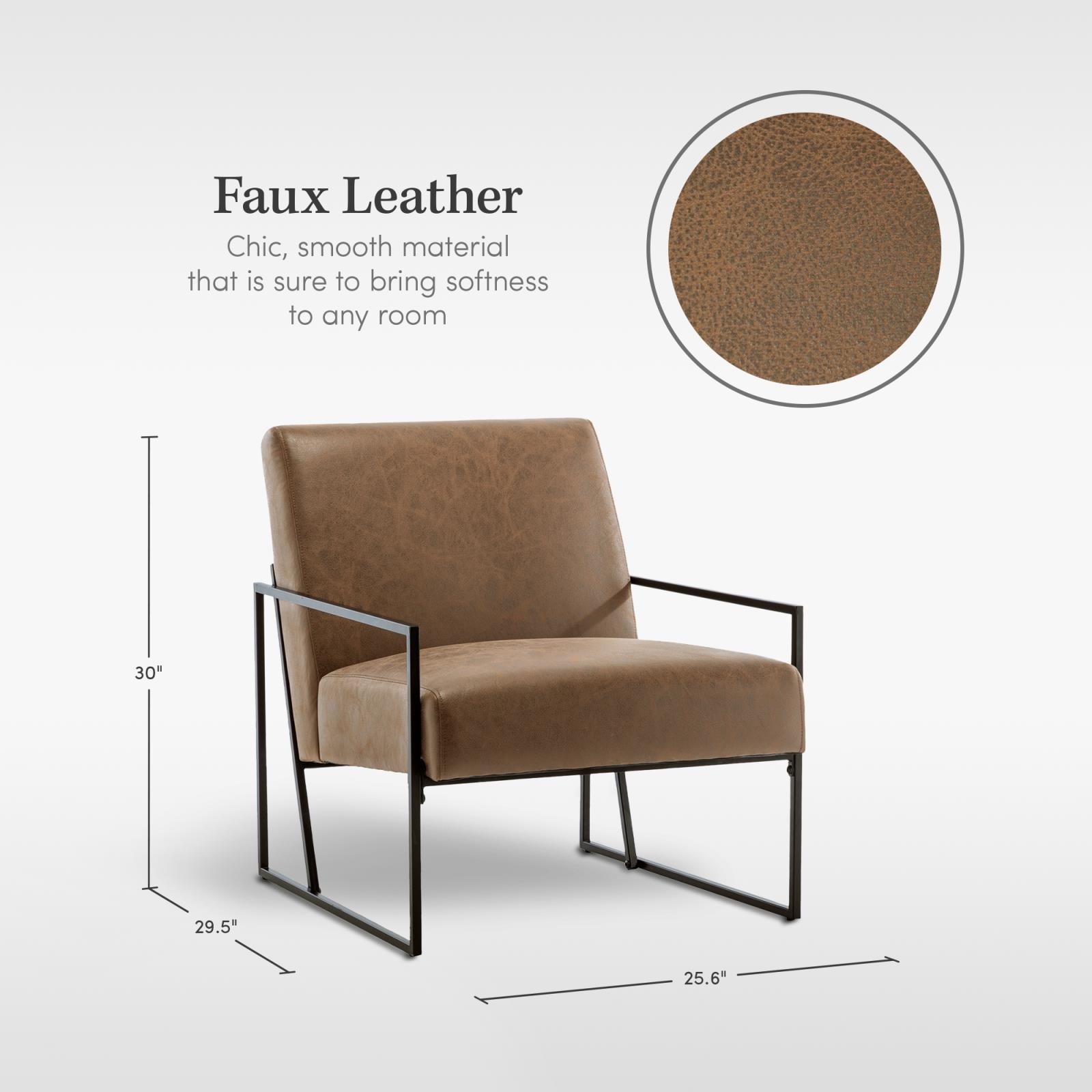 eLuxury Modern Industrial Upholstered Accent Chair with Slanted Metal Base - Walnut