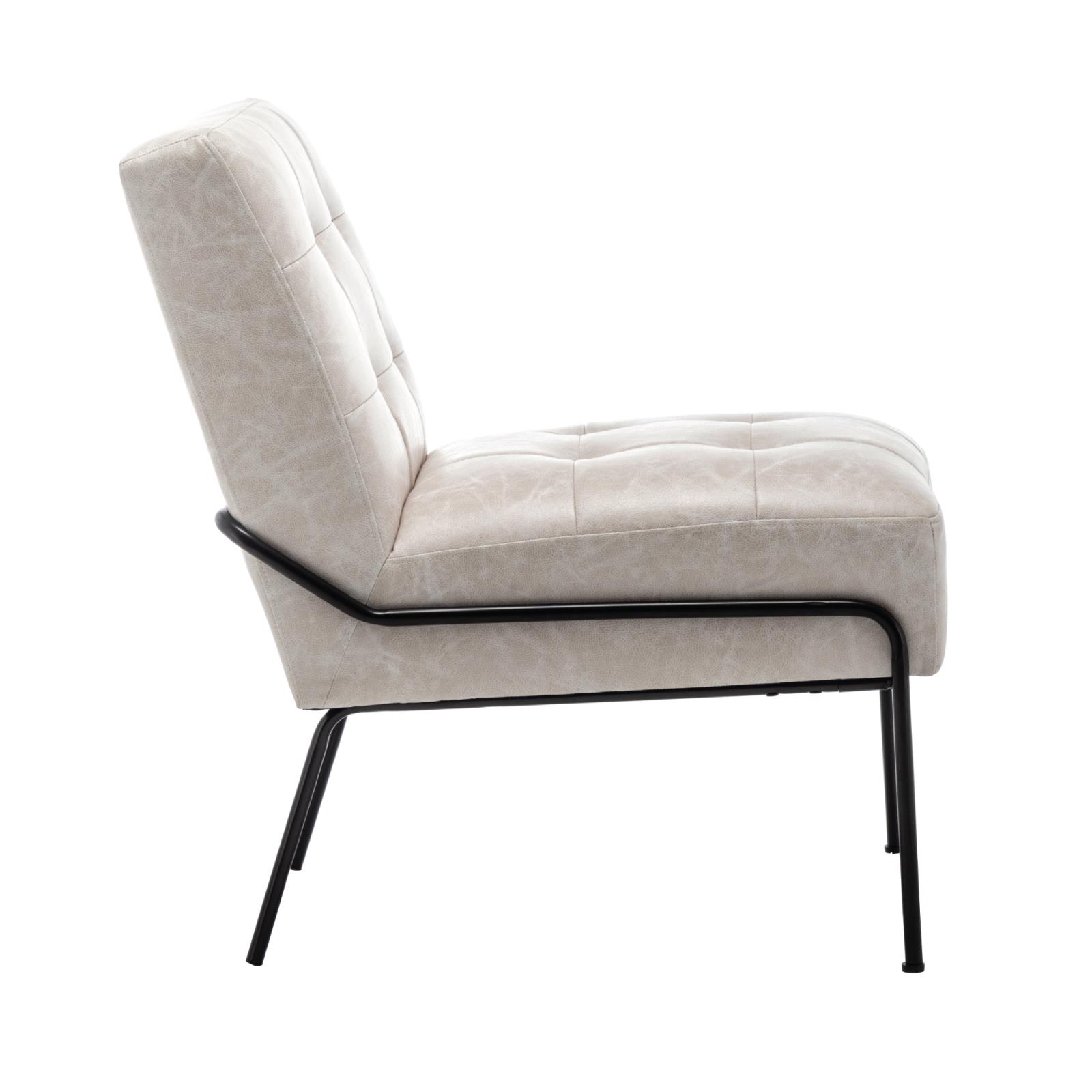 eLuxury Armless Accent Chair with Metal Frame - Ivory Faux Leather