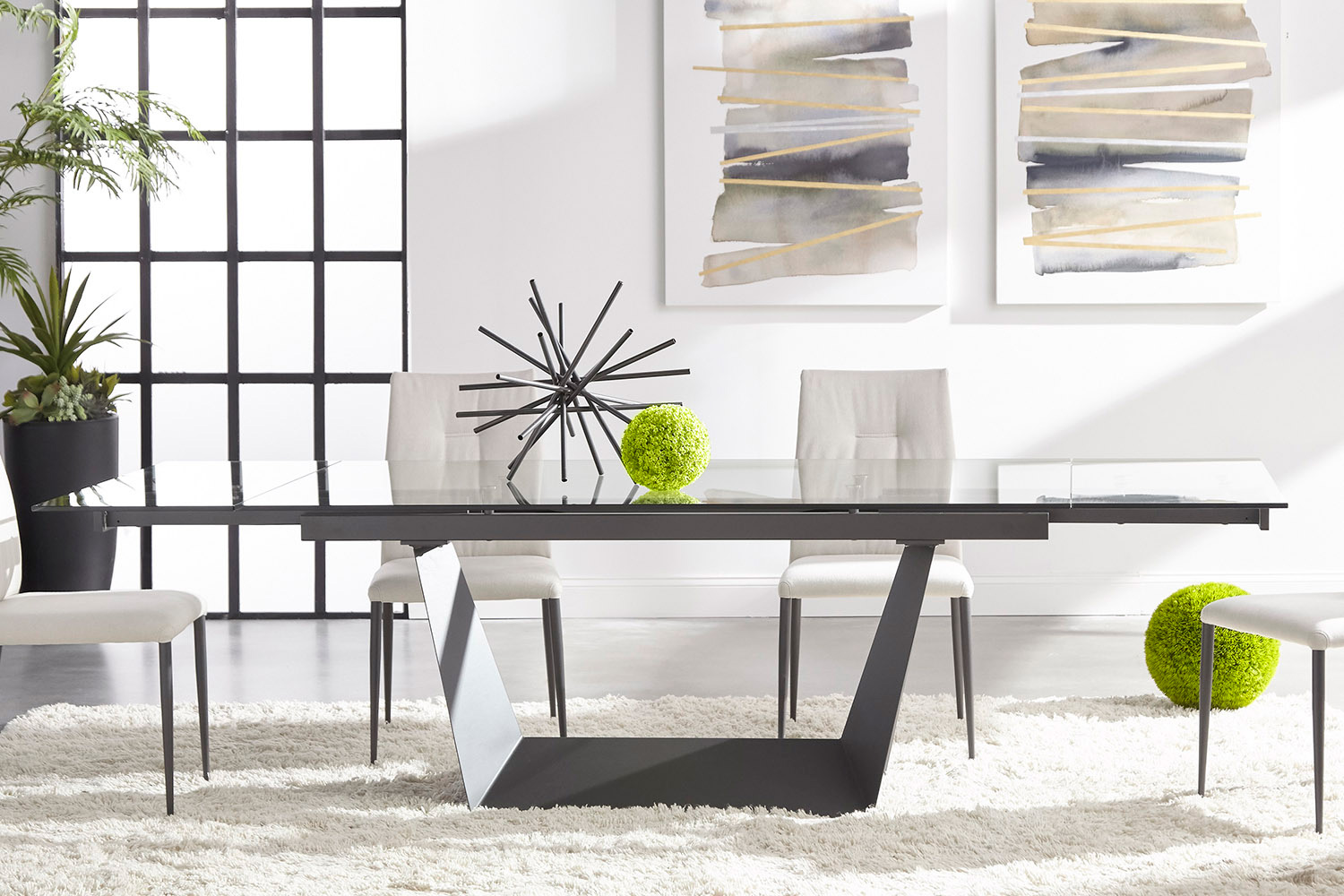 Essentials - Meridian Victory Extension Dining Table in Matte Dark Gray