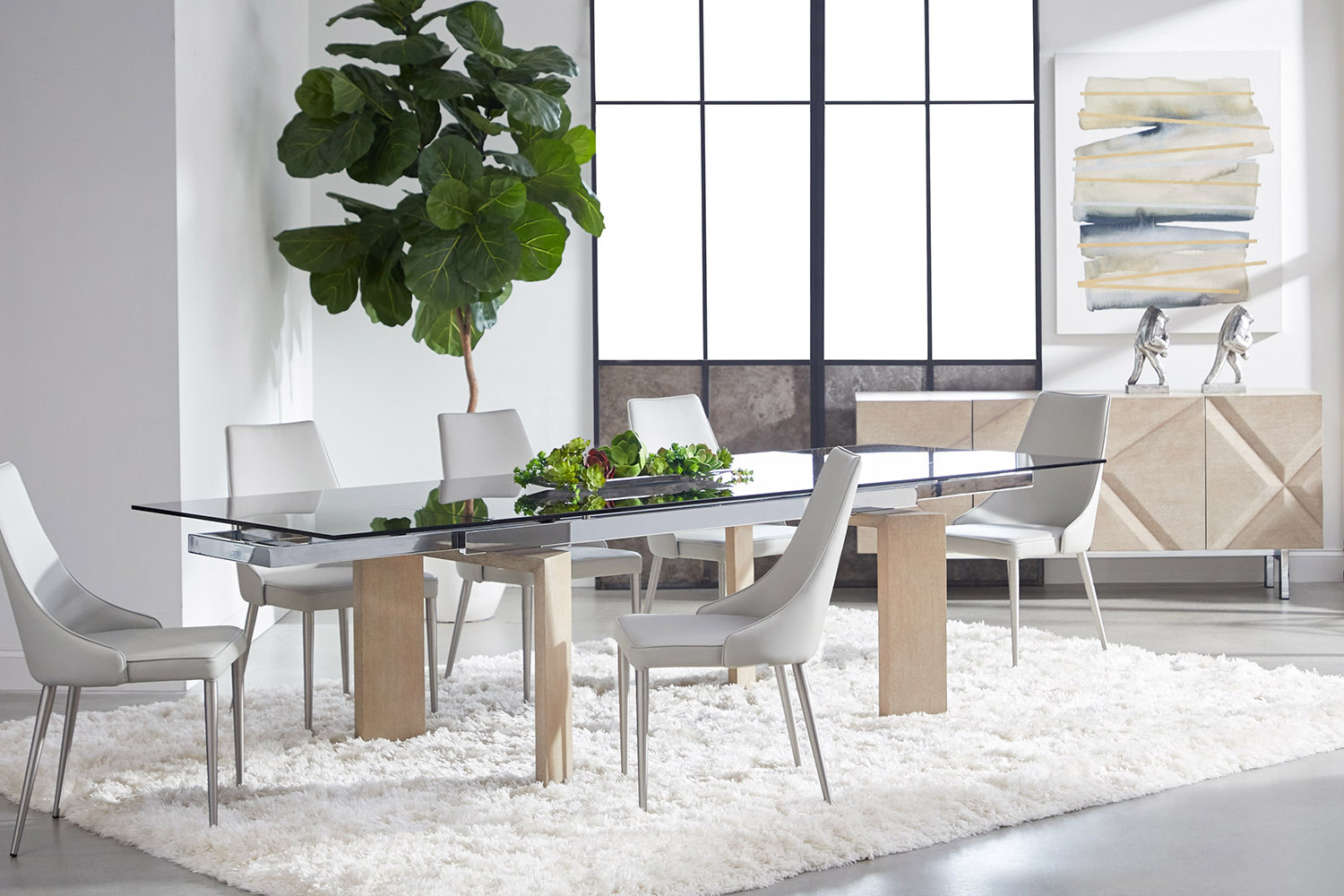 Essentials - Meridian Jett Extension Dining Table in Natural Gray